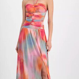 Bar III Women's Printed Halter Bandeau Maxi Dress Size Small